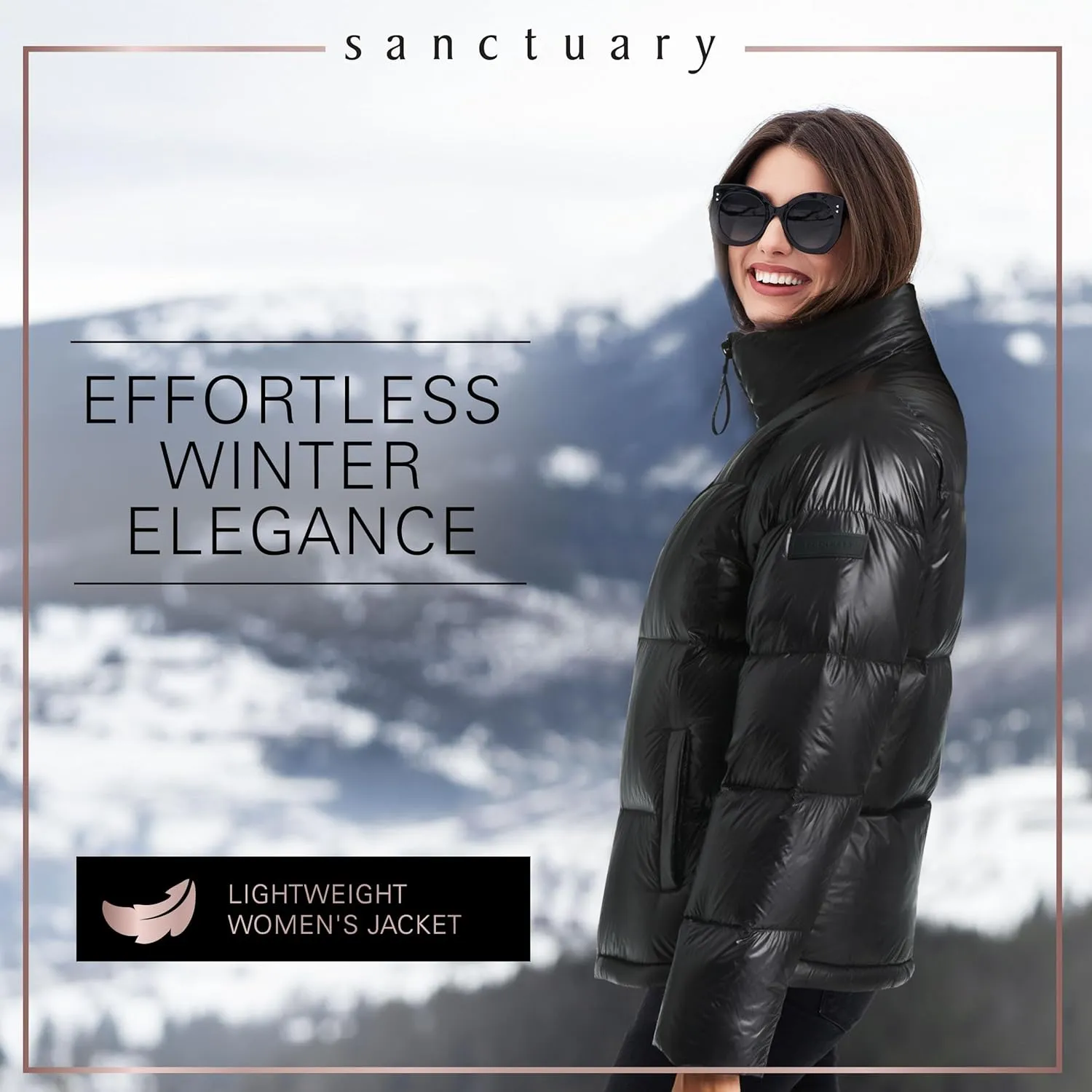 Sanctuary Short Winter Jackets for Women - Down Puffer Jacket Women with Stand Collar, Storm Cuffs, & Front Pockets
