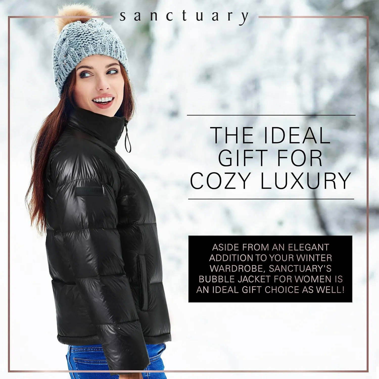 Sanctuary Short Winter Jackets for Women - Down Puffer Jacket Women with Stand Collar, Storm Cuffs, & Front Pockets