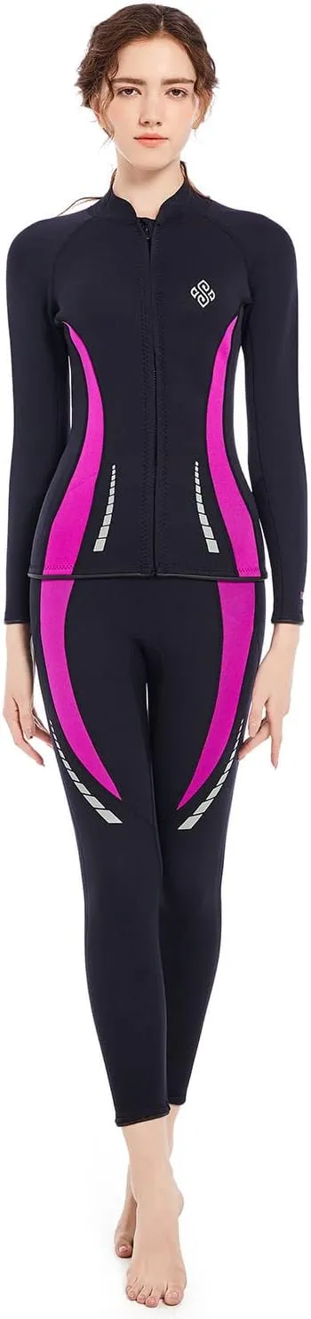Seaskin Wetsuit Tops for Womens 3mm Front Zipper