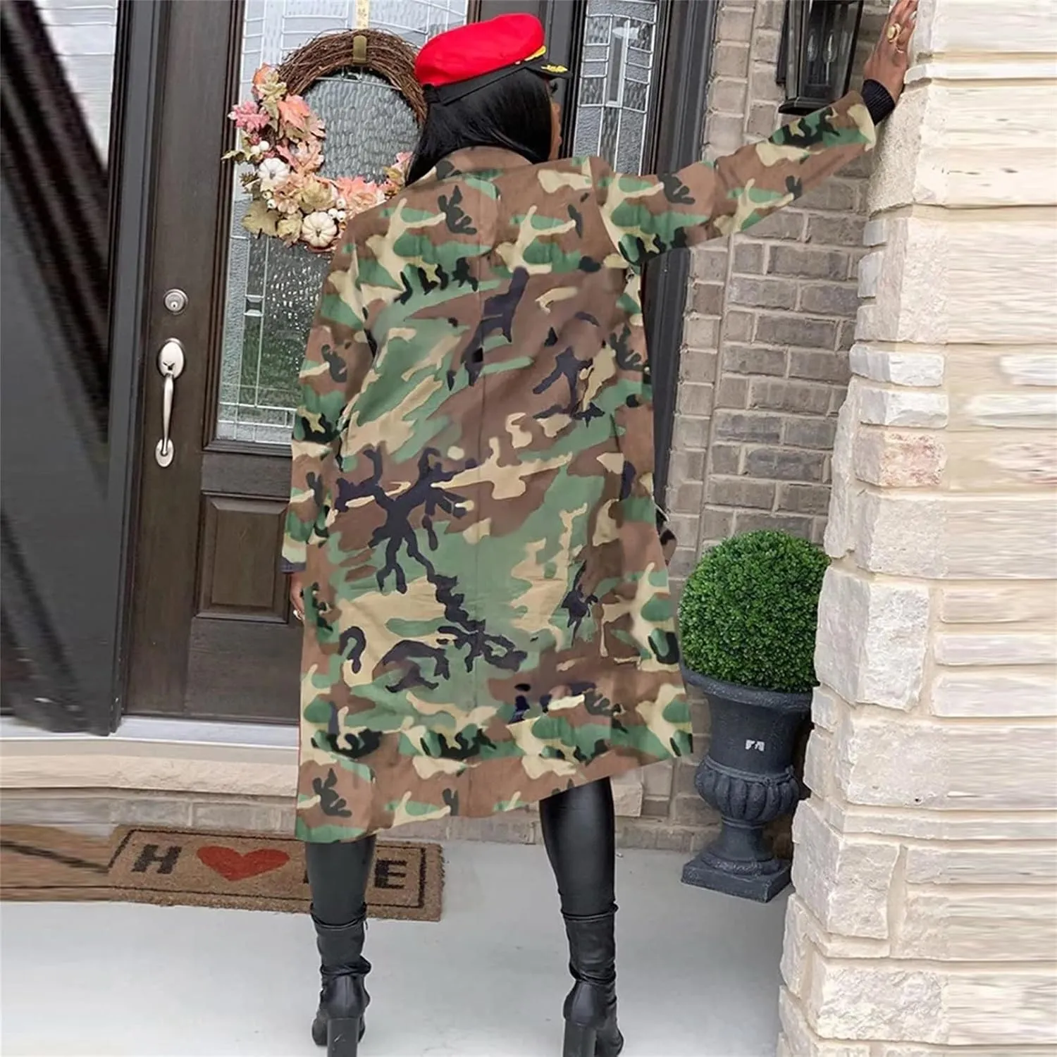 Sexy Camouflage Jacket for Women Army Fatigue Long Cargo Jackets Trench Coat Plus Size