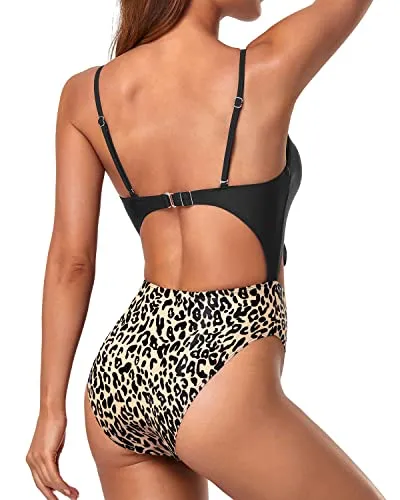 Sexy Cutout One Piece Swimsuit for Women High Cut Monokini Bathing Suit