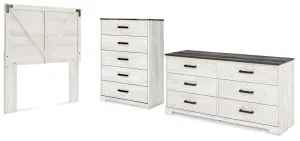 Shawburn Full Panel Headboard with Dresser and Chest in Whitewash