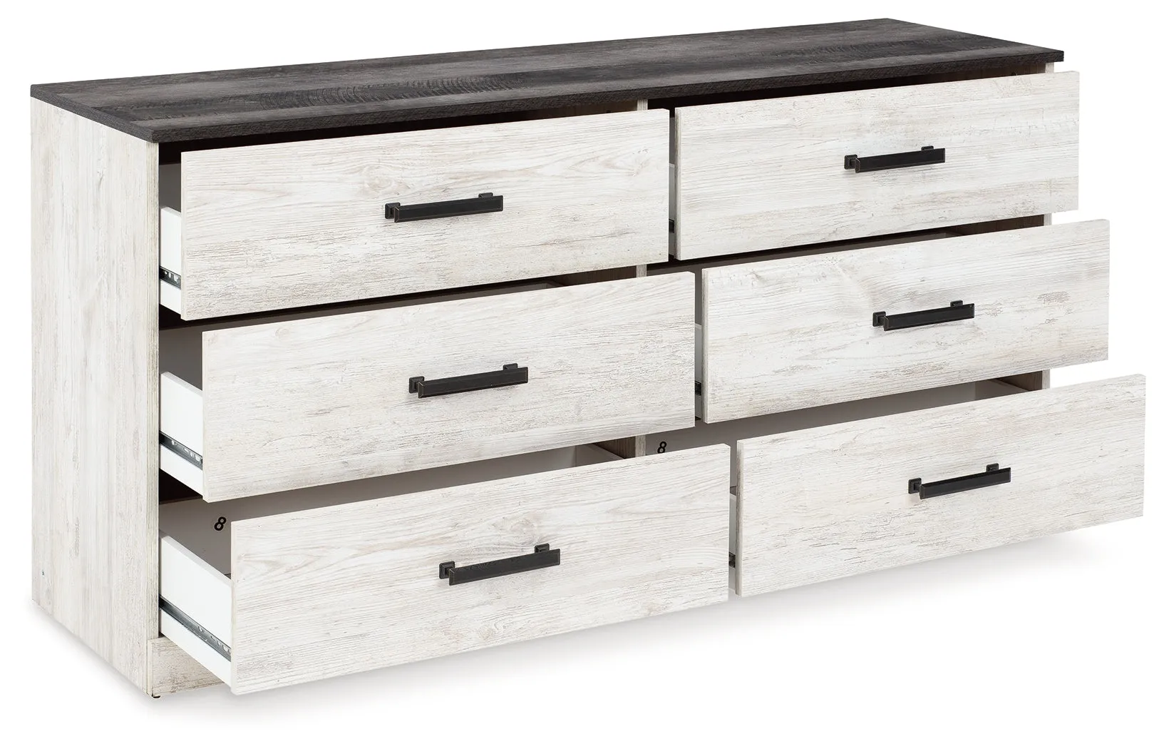 Shawburn Full Panel Headboard with Dresser and Chest in Whitewash