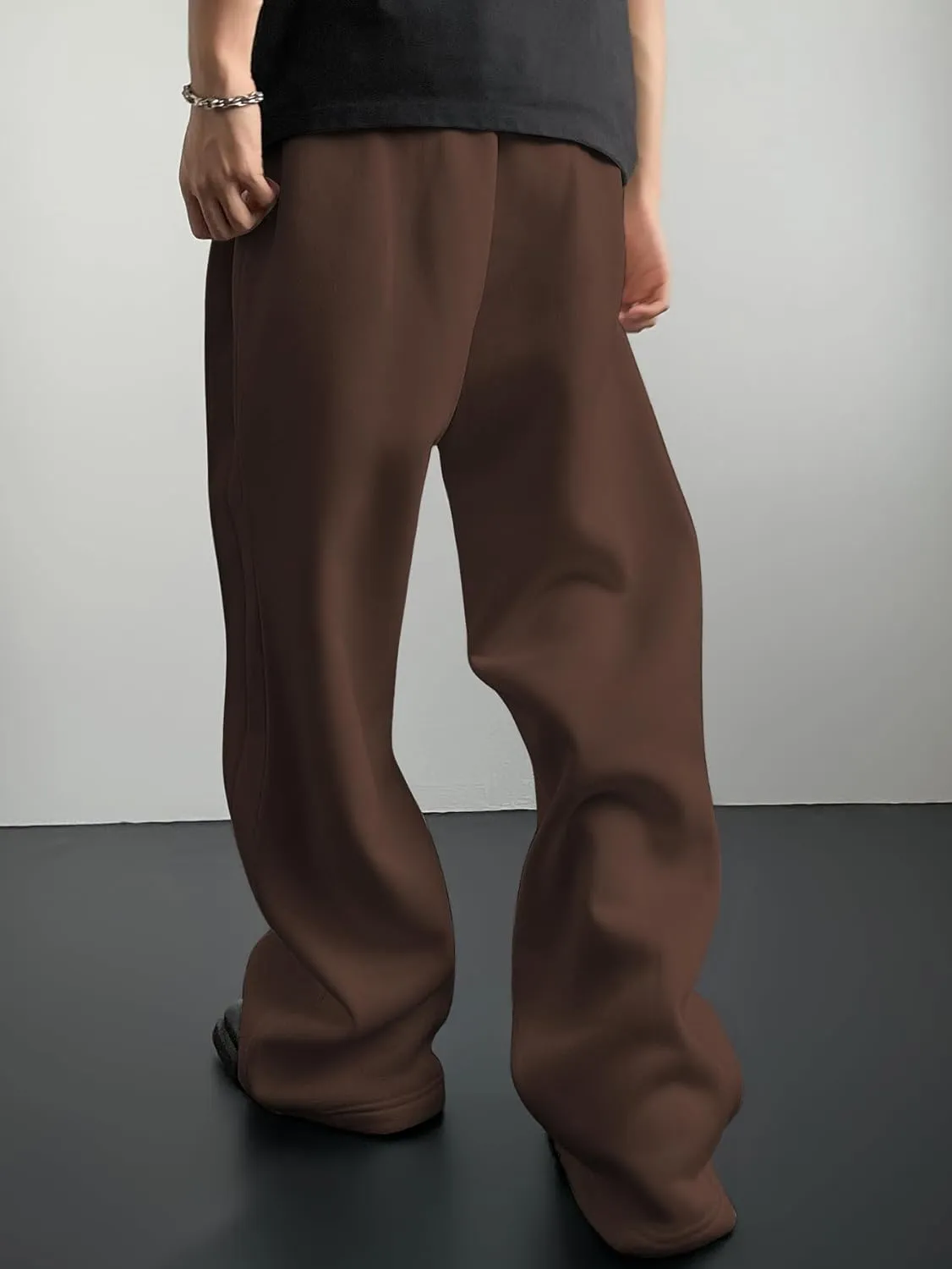 SHENHE Men's Baggy Pants Wide Leg Drawstring Waist Loose Sweatpants with Pockets