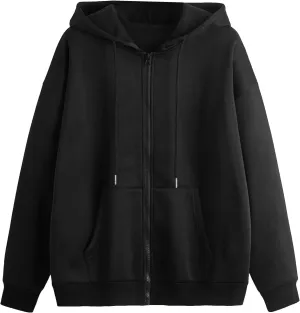 SHENHE Women's Zip Up Hoodies Long Sleeve Pocket Drawstring Sweatshirts Fall Casual Outfits Jackets