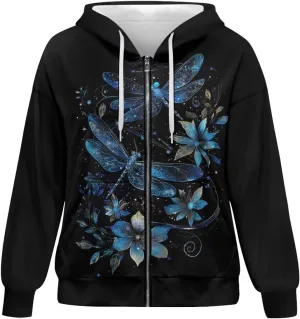 Showudesigns Zip Up Jackets for Women Plus Size Hoodies & Sweatshirts Fall Pullover Spring Tops
