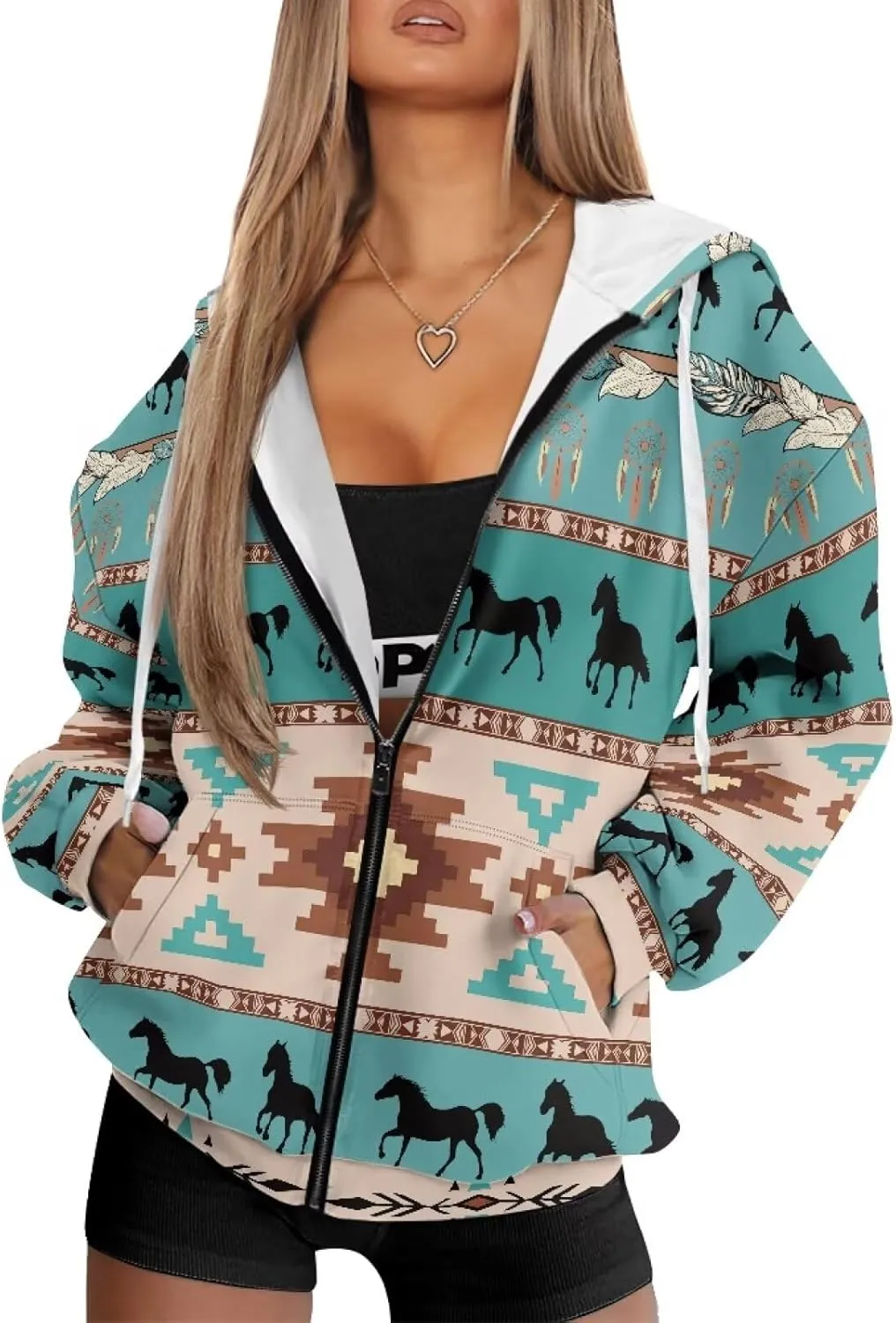 Showudesigns Zip Up Jackets for Women Plus Size Hoodies & Sweatshirts Fall Pullover Spring Tops