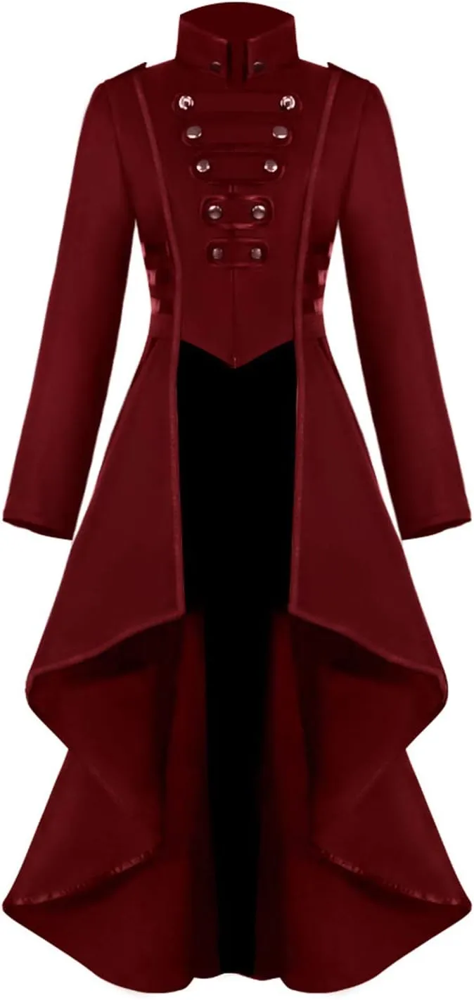 SIAEAMRG Renaissance Steampunk Tailcoat Halloween Costumes for Women, Victorian Medieval Pirate Vampire Gothic Jackets
