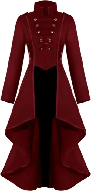 SIAEAMRG Renaissance Steampunk Tailcoat Halloween Costumes for Women, Victorian Medieval Pirate Vampire Gothic Jackets