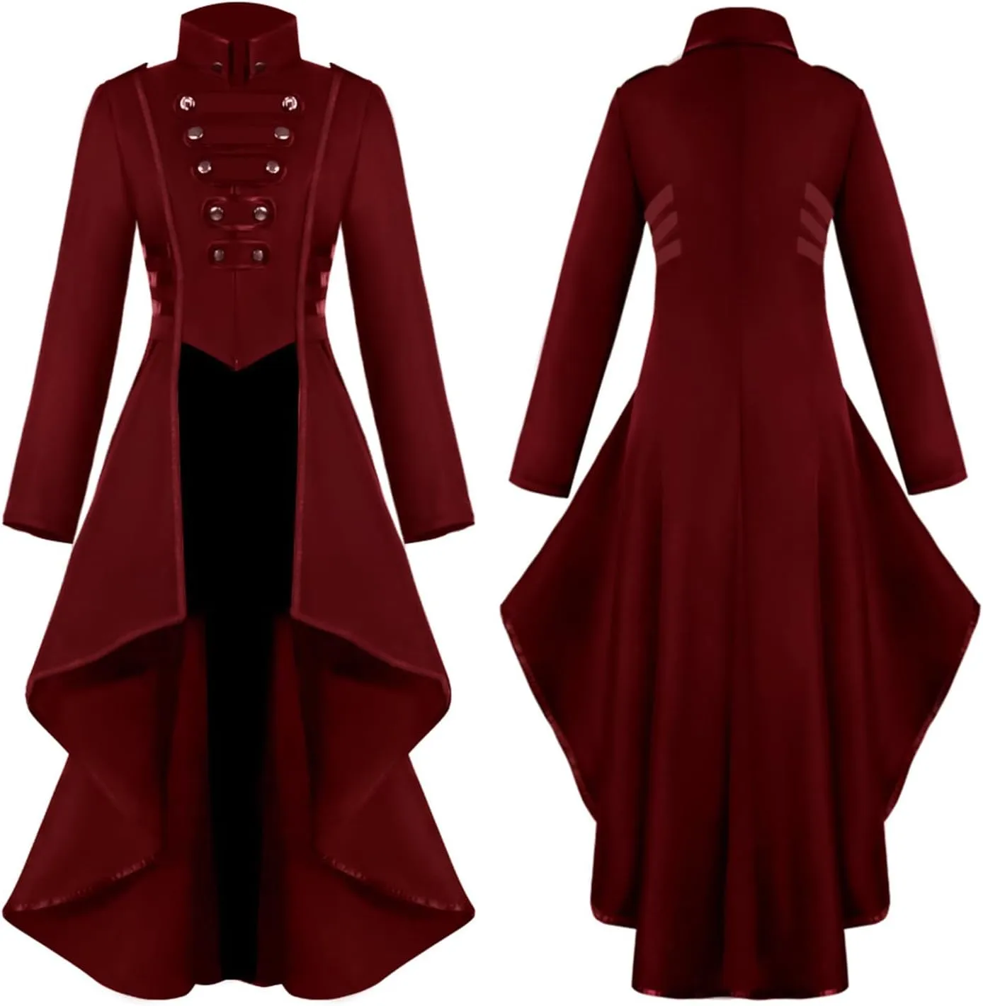 SIAEAMRG Renaissance Steampunk Tailcoat Halloween Costumes for Women, Victorian Medieval Pirate Vampire Gothic Jackets