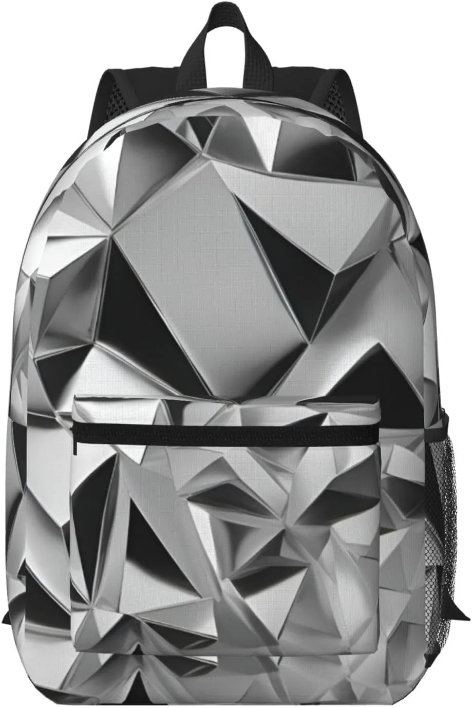 Silver Geometric Figure Print Stylish Travel Backpack,Laptop Bag With Multiple Compartments,Business Backpack