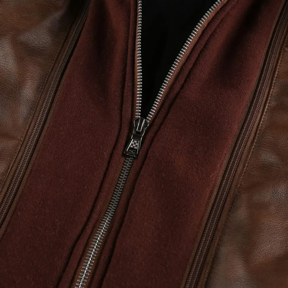 Skull Helmet| Born to Ride Ride To Live| Custom Name |Men Black Brown Leather Jacket Coat With Removable Hood