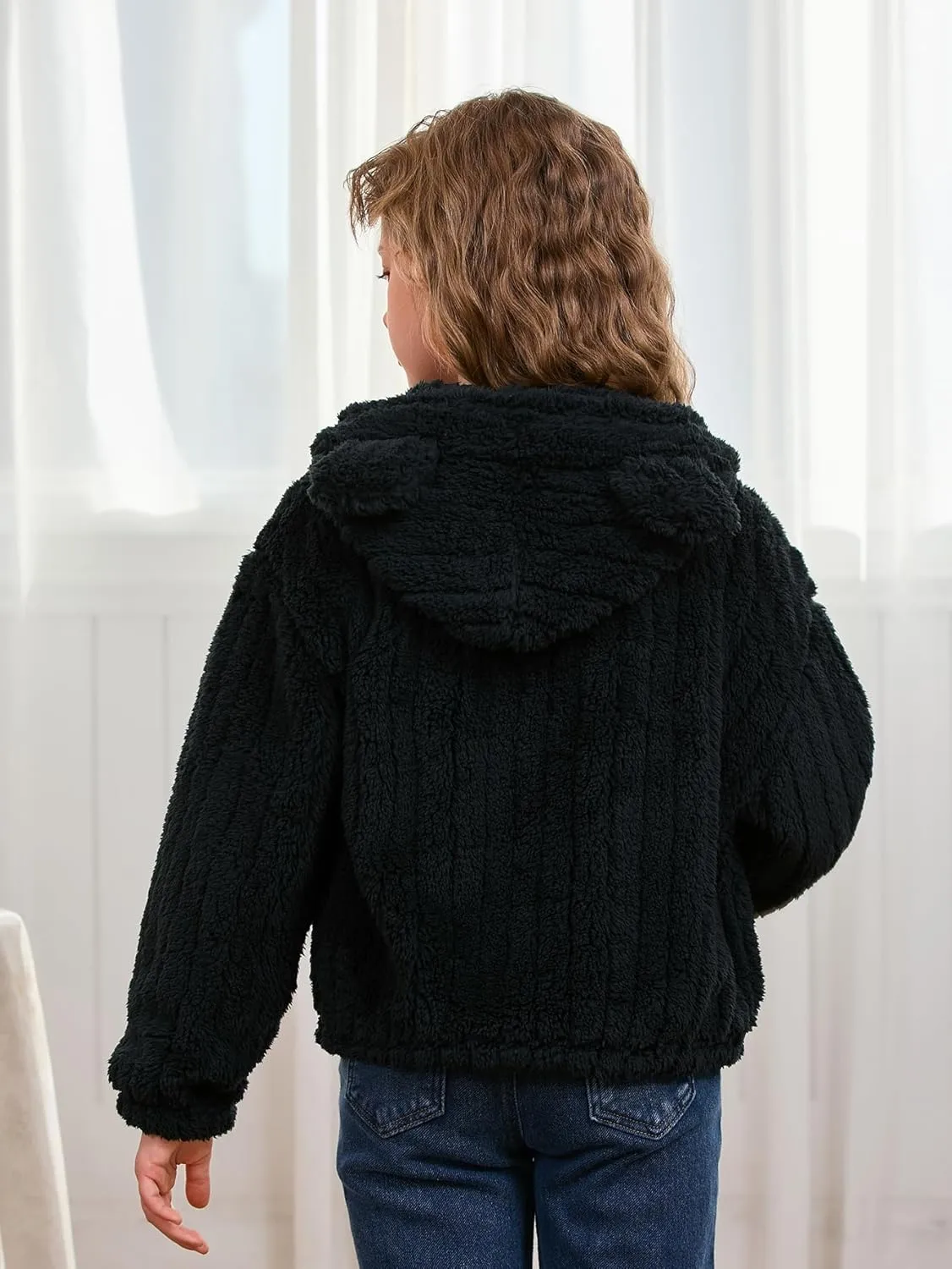 SOLY HUX Girl's Fleece Teddy Jacket Sherpa Zip Up Hoodie Kids Fuzzy Fall Winter Coat Outerwear Jackets