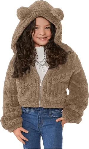 SOLY HUX Girl's Fleece Teddy Jacket Sherpa Zip Up Hoodie Kids Fuzzy Fall Winter Coat Outerwear Jackets