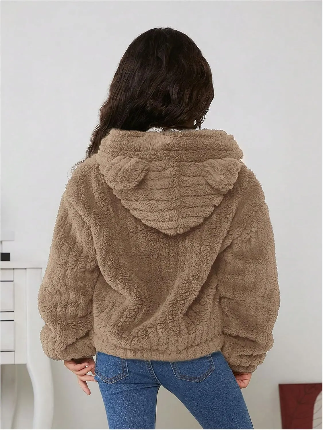 SOLY HUX Girl's Fleece Teddy Jacket Sherpa Zip Up Hoodie Kids Fuzzy Fall Winter Coat Outerwear Jackets