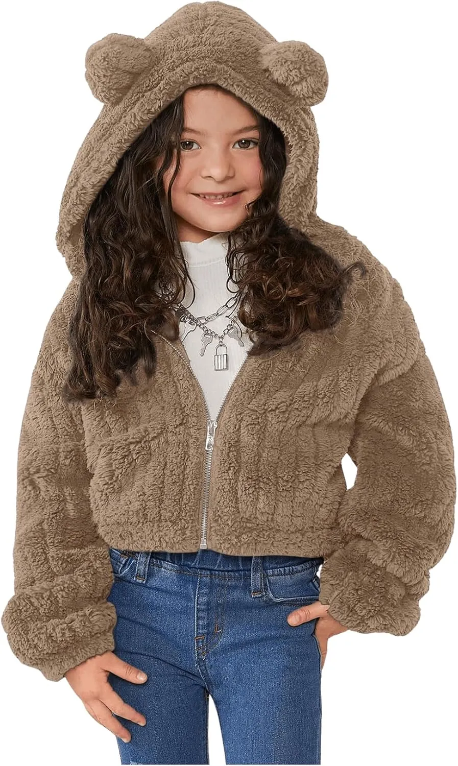 SOLY HUX Girl's Fleece Teddy Jacket Sherpa Zip Up Hoodie Kids Fuzzy Fall Winter Coat Outerwear Jackets