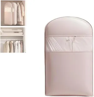 Space Saving Hanging Garment Bag with Self Compression Zipper,Space Saver Closet Organizers,Dust Cover Clothes Bags for Down Coat Winter Coat Storage(Pink,Medium)