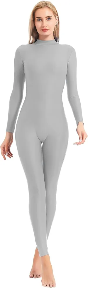 speerise Adult High Neck Zip One Piece Unitard Full Body Leotard Bodycon Jumpsuit for Women