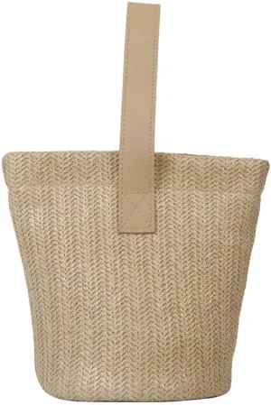Straw Bucket Bag for Women Trendy Handbag Stylish Woven Purse for Vocation Work Shopping