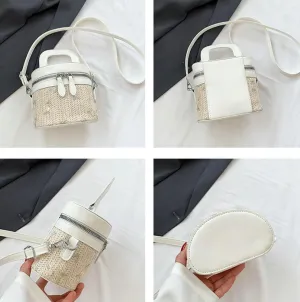 Straw Woven Bucket Bag Women Large Capacity Shoulder Bag Stylish Satchel Handbag Purses for Vacation Travel