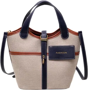 Stylish Canvas Tote Bag & Water Bucket Handbag with Adjustable Strap, Multiple Colors, Fashionable Hardware (Brown)