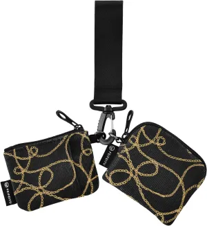 Stylish Chain on Black Wristlet Keychain Wallets for Women Portable Small Coin Purse