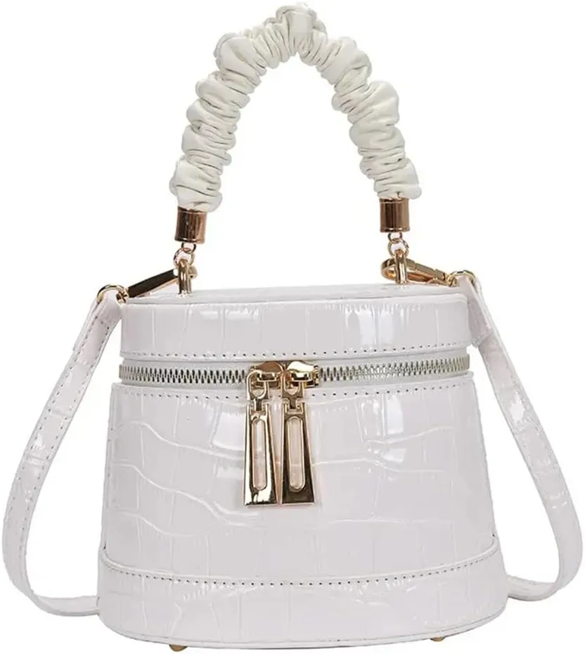 Stylish Leather Satchel Handbag for Women | Fashionable Cylinder Purse | Top Handle Crossbody Bag in Black