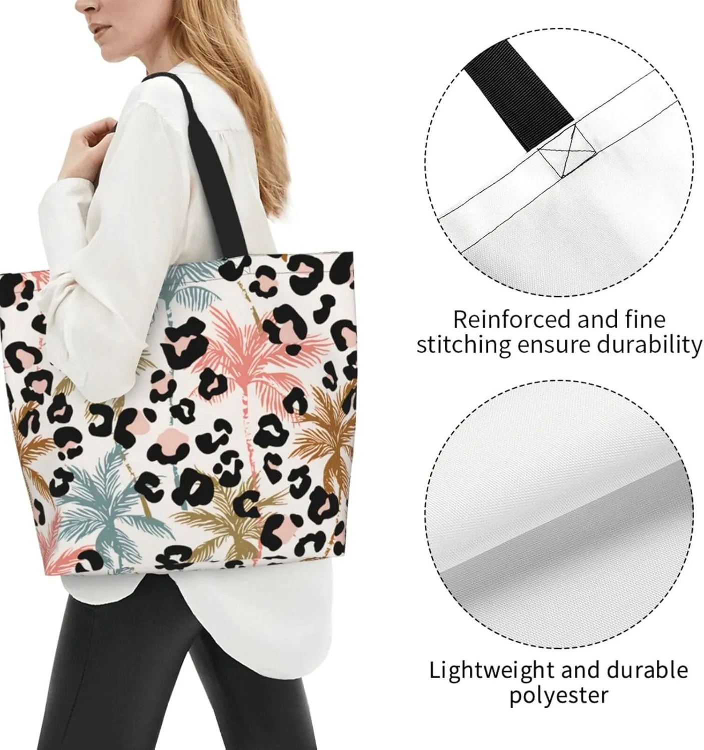 Stylish Print Tote Bag Extra Large Reusable Grocery Shopping Shoulder Tote Bag Portable Storage Handbag