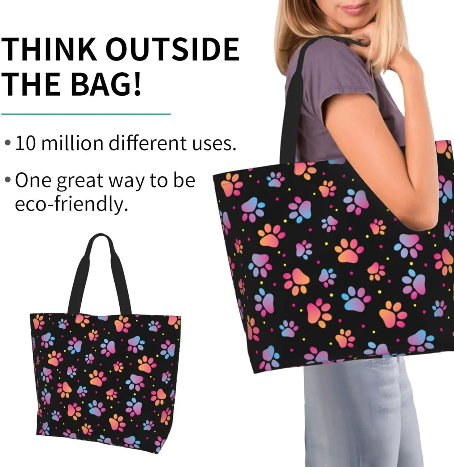 Stylish Print Tote Bag Extra Large Reusable Grocery Shopping Shoulder Tote Bag Portable Storage Handbag