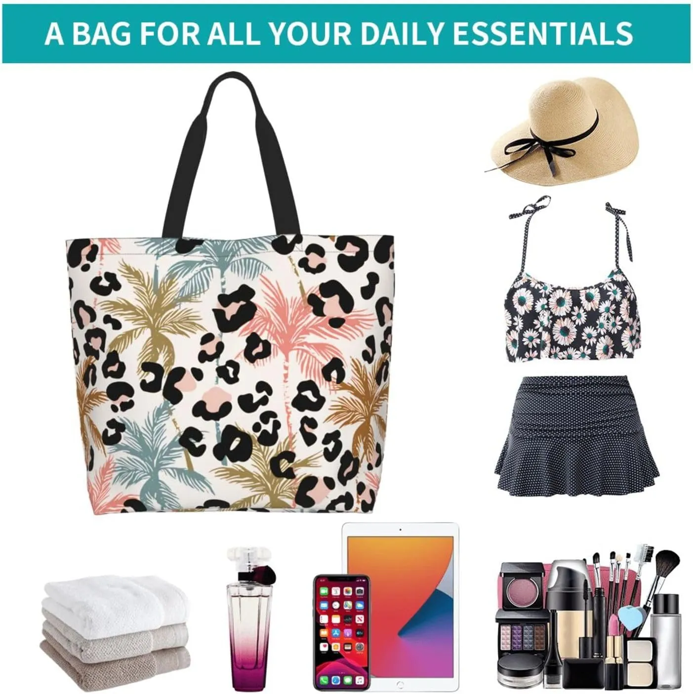 Stylish Print Tote Bag Extra Large Reusable Grocery Shopping Shoulder Tote Bag Portable Storage Handbag