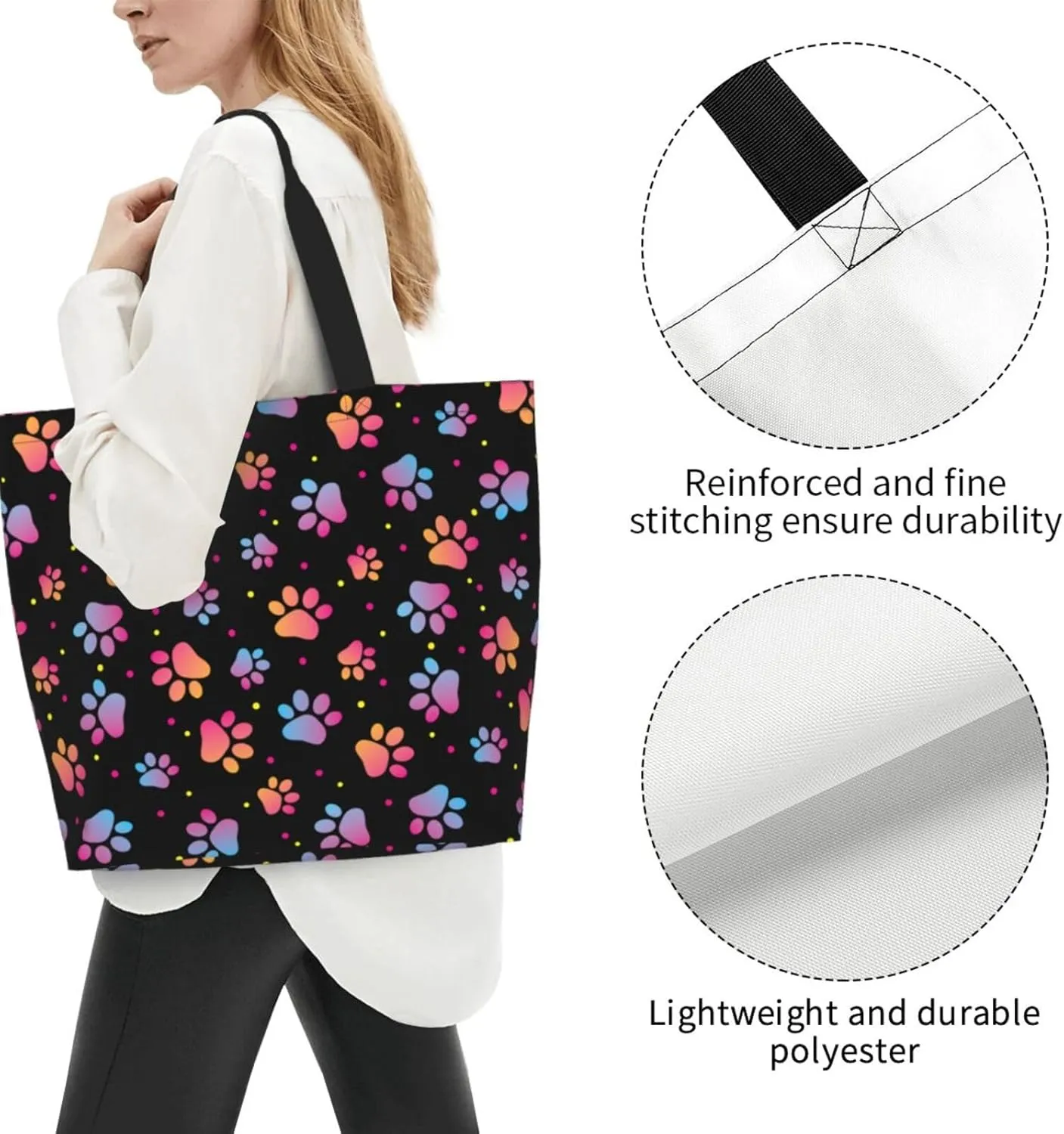 Stylish Print Tote Bag Extra Large Reusable Grocery Shopping Shoulder Tote Bag Portable Storage Handbag