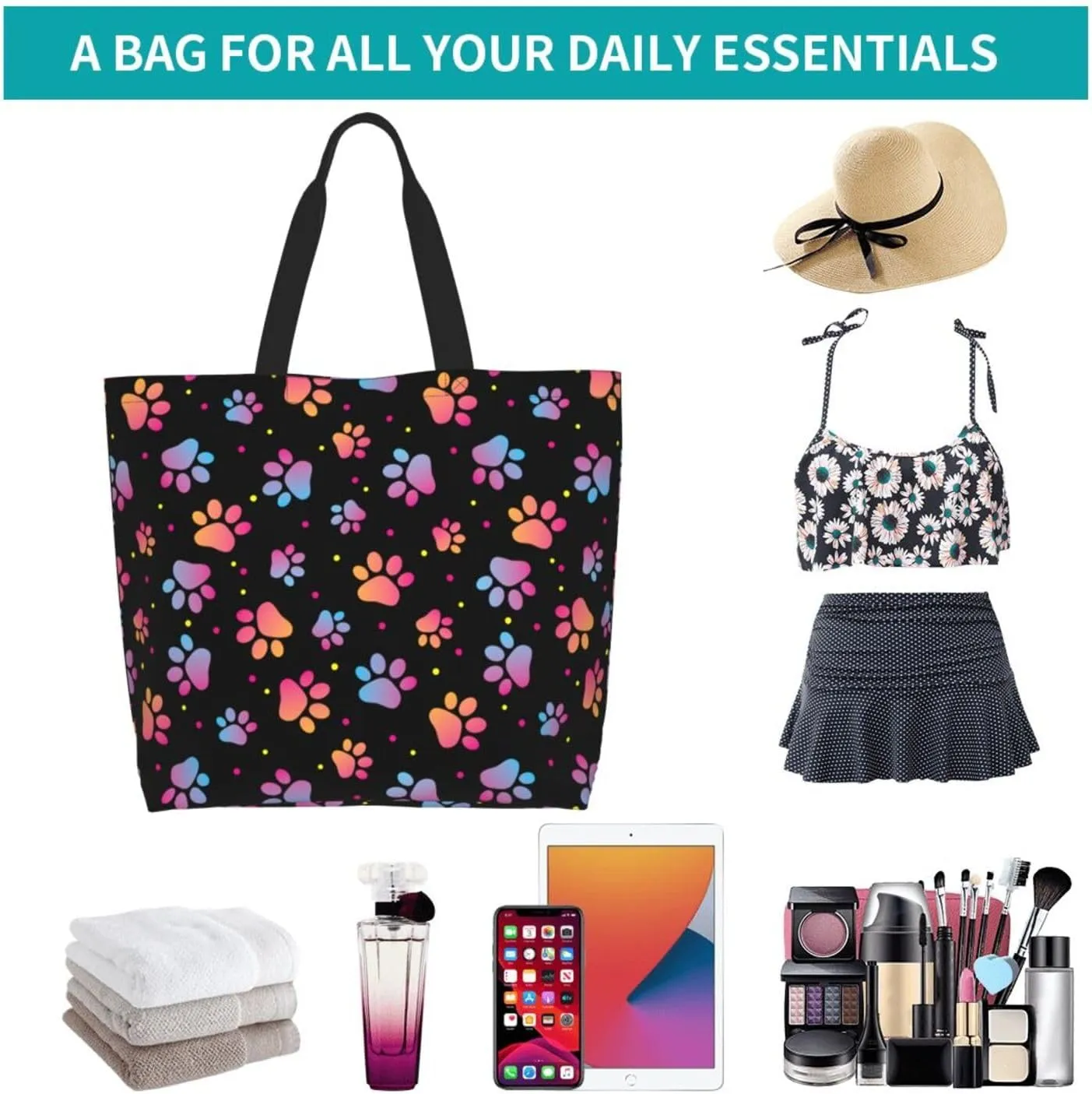 Stylish Print Tote Bag Extra Large Reusable Grocery Shopping Shoulder Tote Bag Portable Storage Handbag