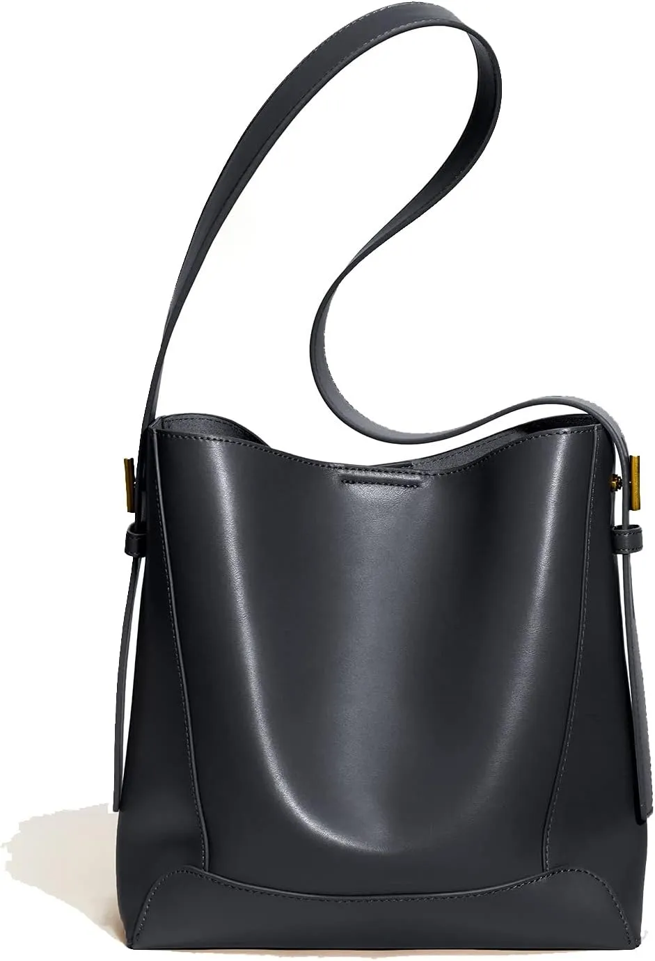 Stylish Vegan Leather Large Shoulder Bag for Women - Fashionable Crossbody Bucket Purse Tote (Brown)