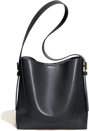 Stylish Vegan Leather Large Shoulder Bag for Women - Fashionable Crossbody Bucket Purse Tote (Brown)