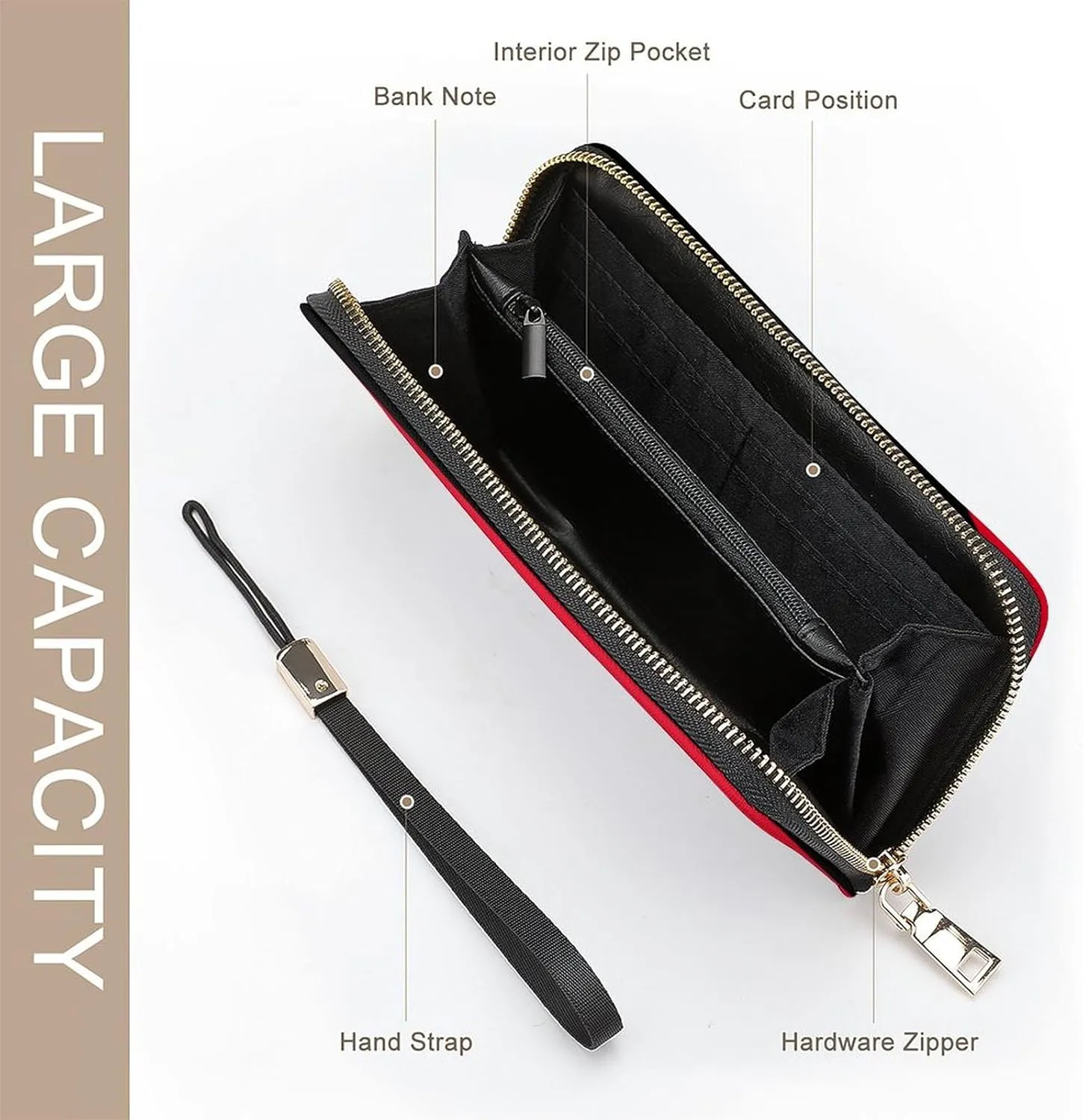 Stylish Women Men Zipper Long Purse Removable Wristlet PU Leather Wallet Travel Clutch, Germany Flag