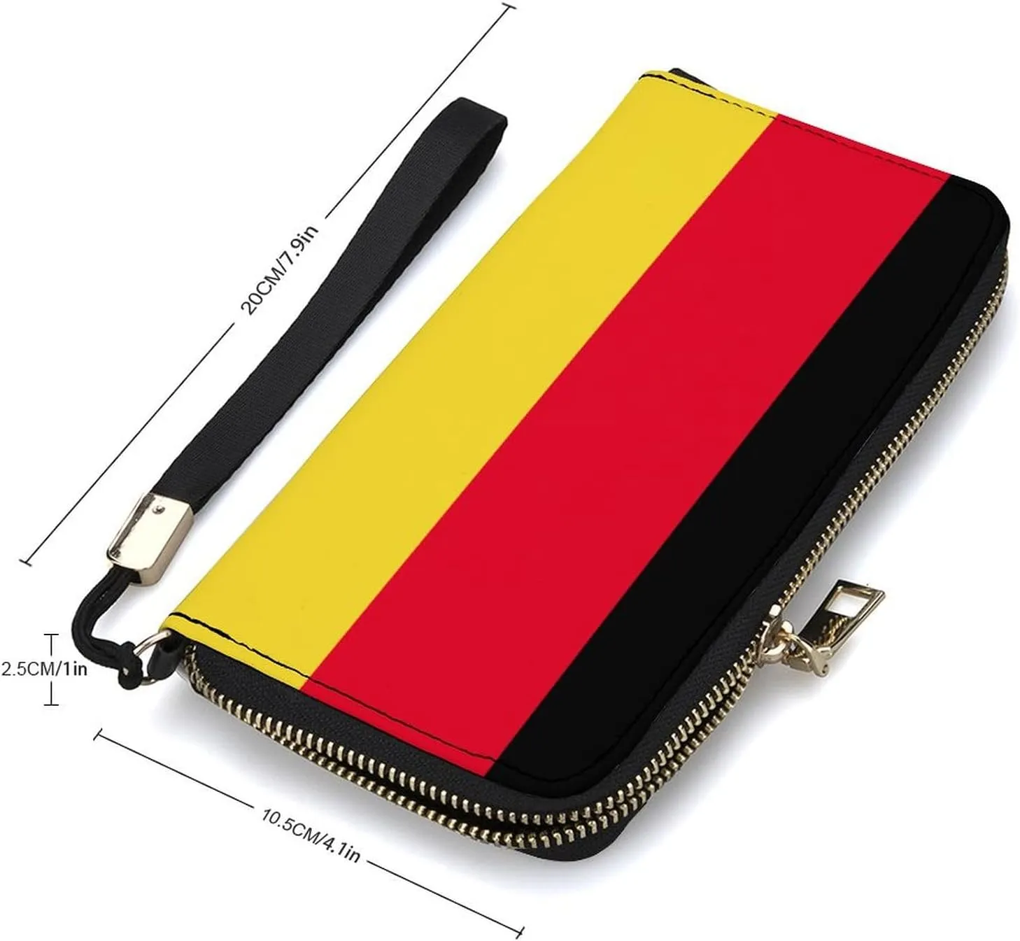 Stylish Women Men Zipper Long Purse Removable Wristlet PU Leather Wallet Travel Clutch, Germany Flag