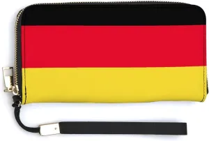 Stylish Women Men Zipper Long Purse Removable Wristlet PU Leather Wallet Travel Clutch, Germany Flag