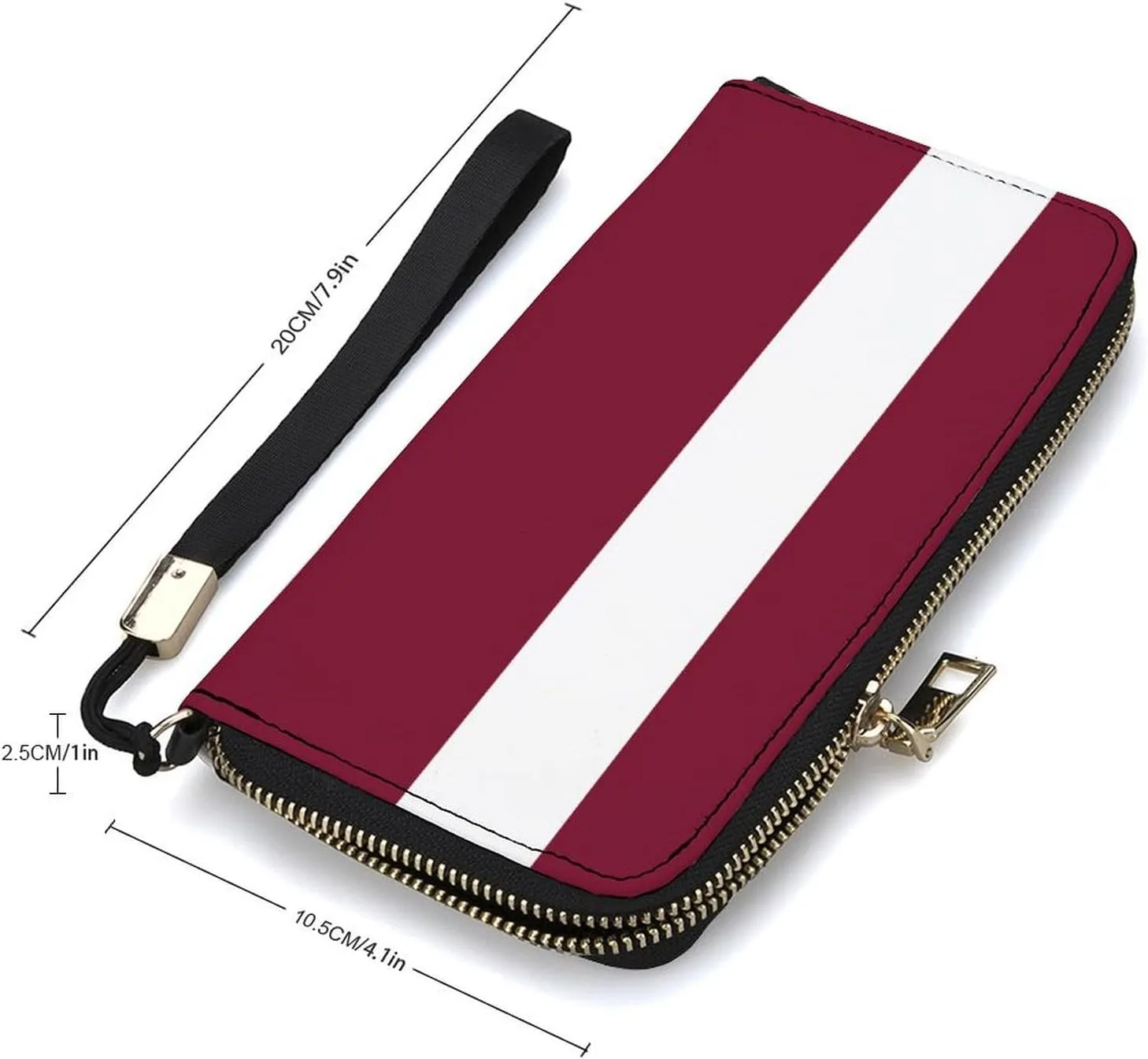 Stylish Women Men Zipper Long Purse Removable Wristlet PU Leather Wallet Travel Clutch, Latvia Flag