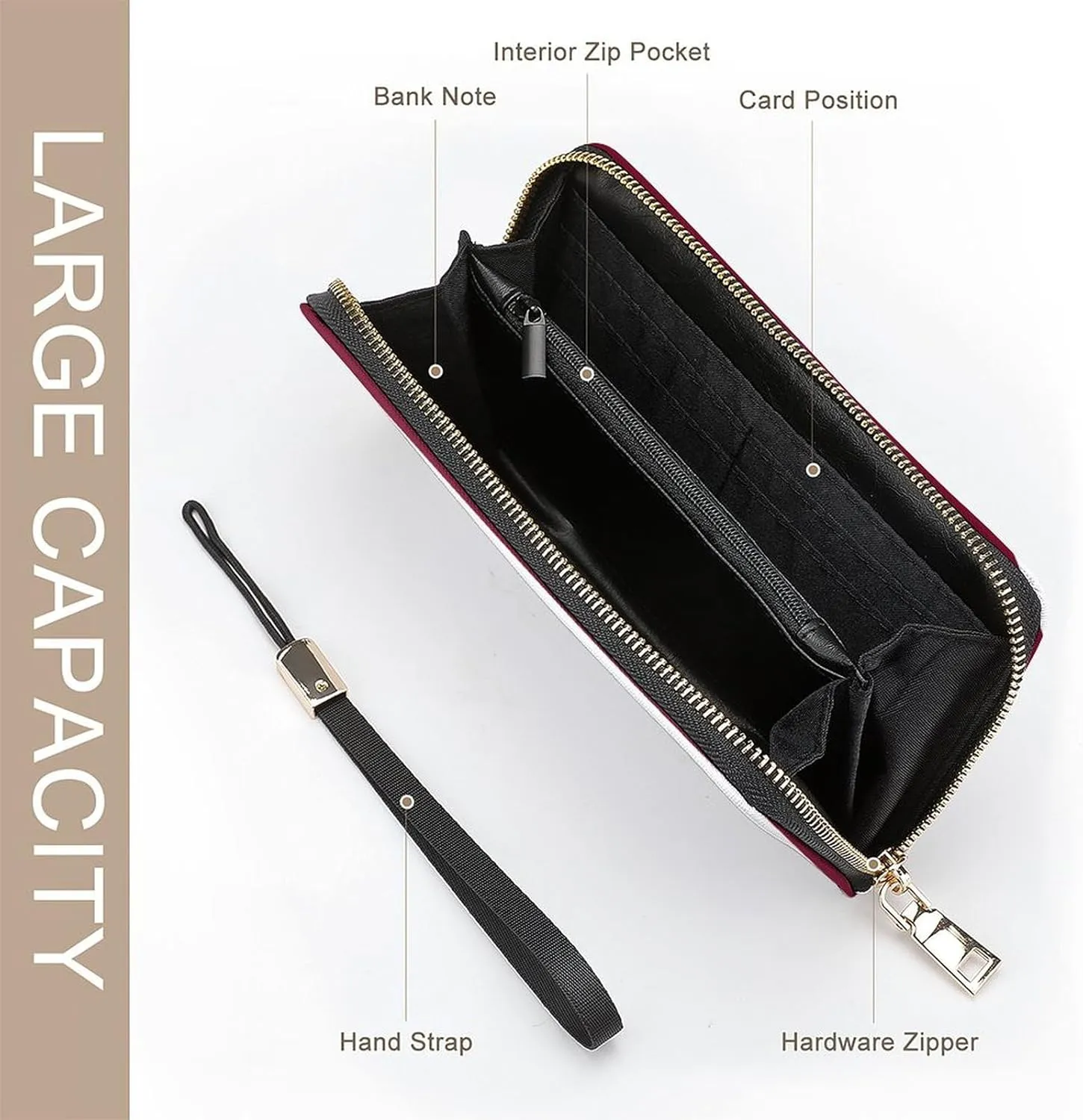 Stylish Women Men Zipper Long Purse Removable Wristlet PU Leather Wallet Travel Clutch, Latvia Flag