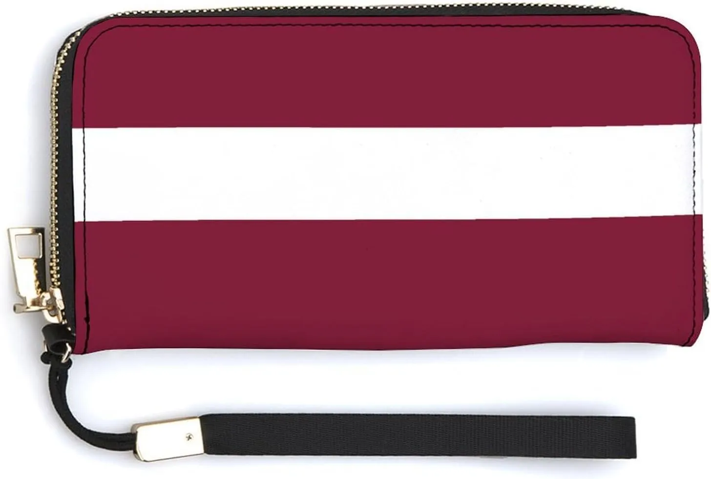 Stylish Women Men Zipper Long Purse Removable Wristlet PU Leather Wallet Travel Clutch, Latvia Flag