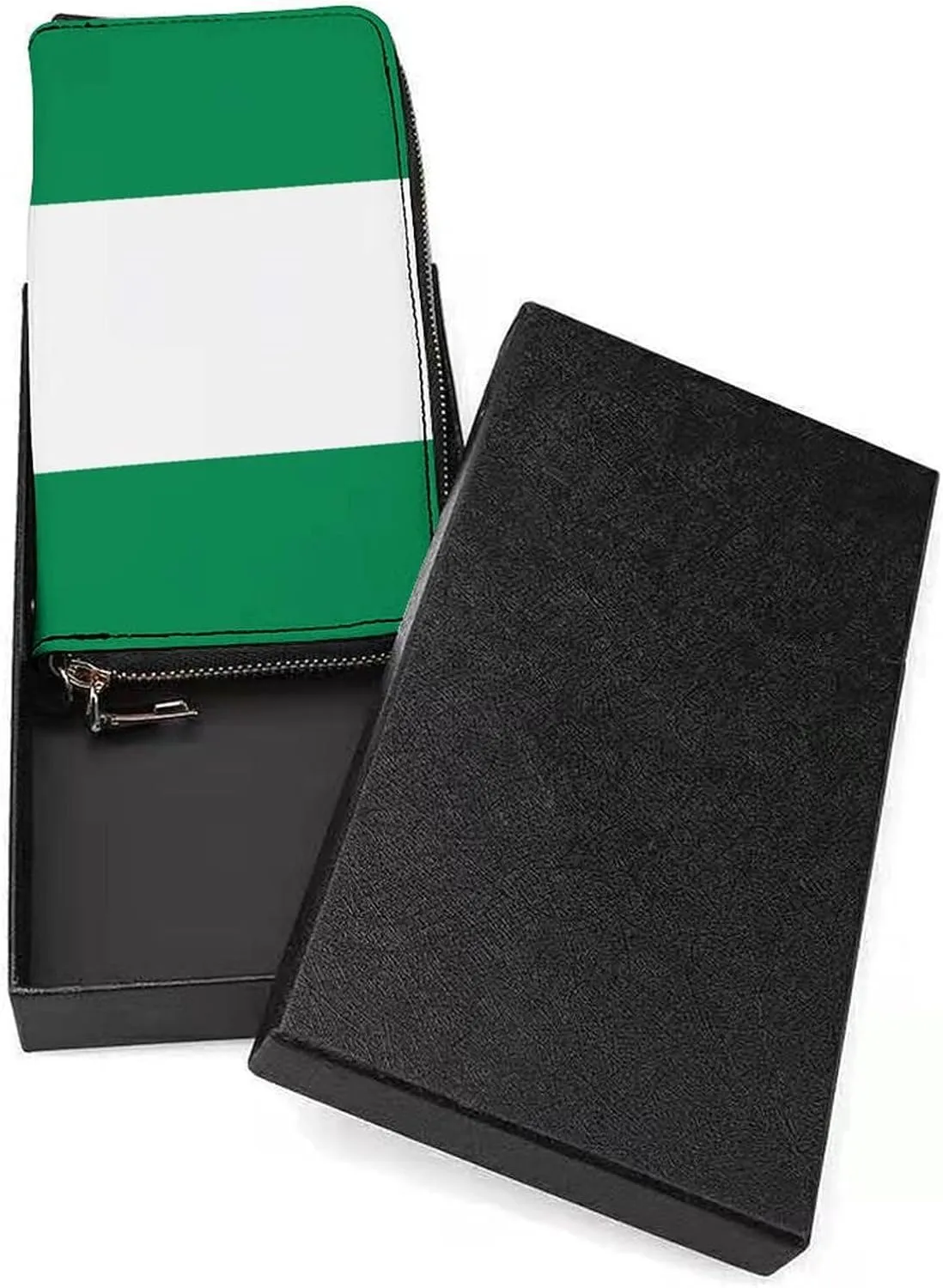 Stylish Women Men Zipper Long Purse Removable Wristlet PU Leather Wallet Travel Clutch, Nigeria Flag