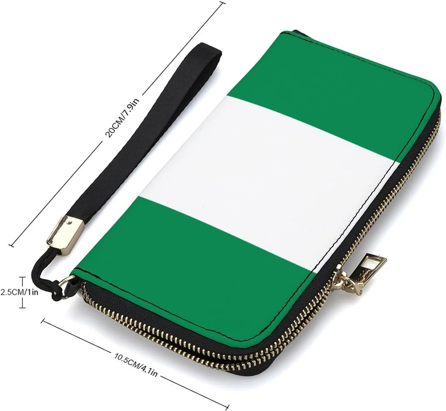 Stylish Women Men Zipper Long Purse Removable Wristlet PU Leather Wallet Travel Clutch, Nigeria Flag