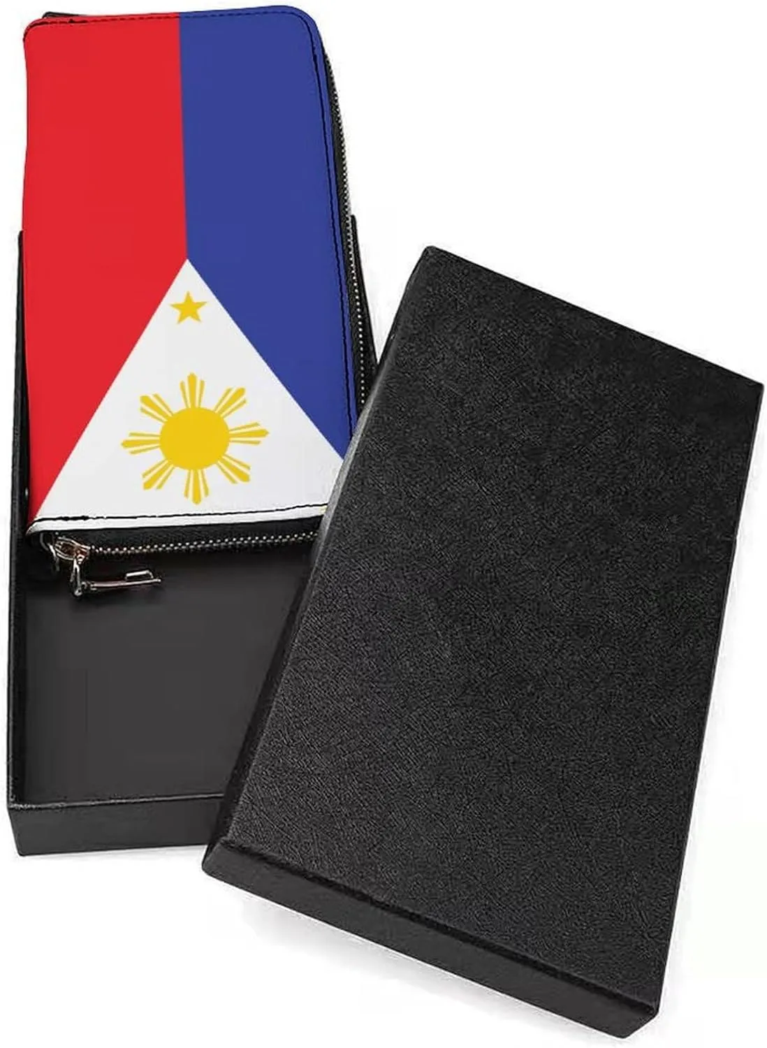 Stylish Women Men Zipper Long Purse Removable Wristlet PU Leather Wallet Travel Clutch, Philippines Flag