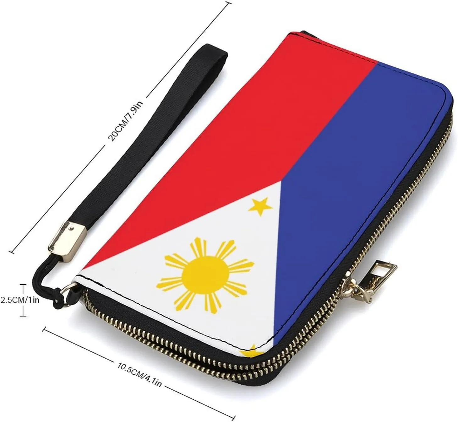 Stylish Women Men Zipper Long Purse Removable Wristlet PU Leather Wallet Travel Clutch, Philippines Flag
