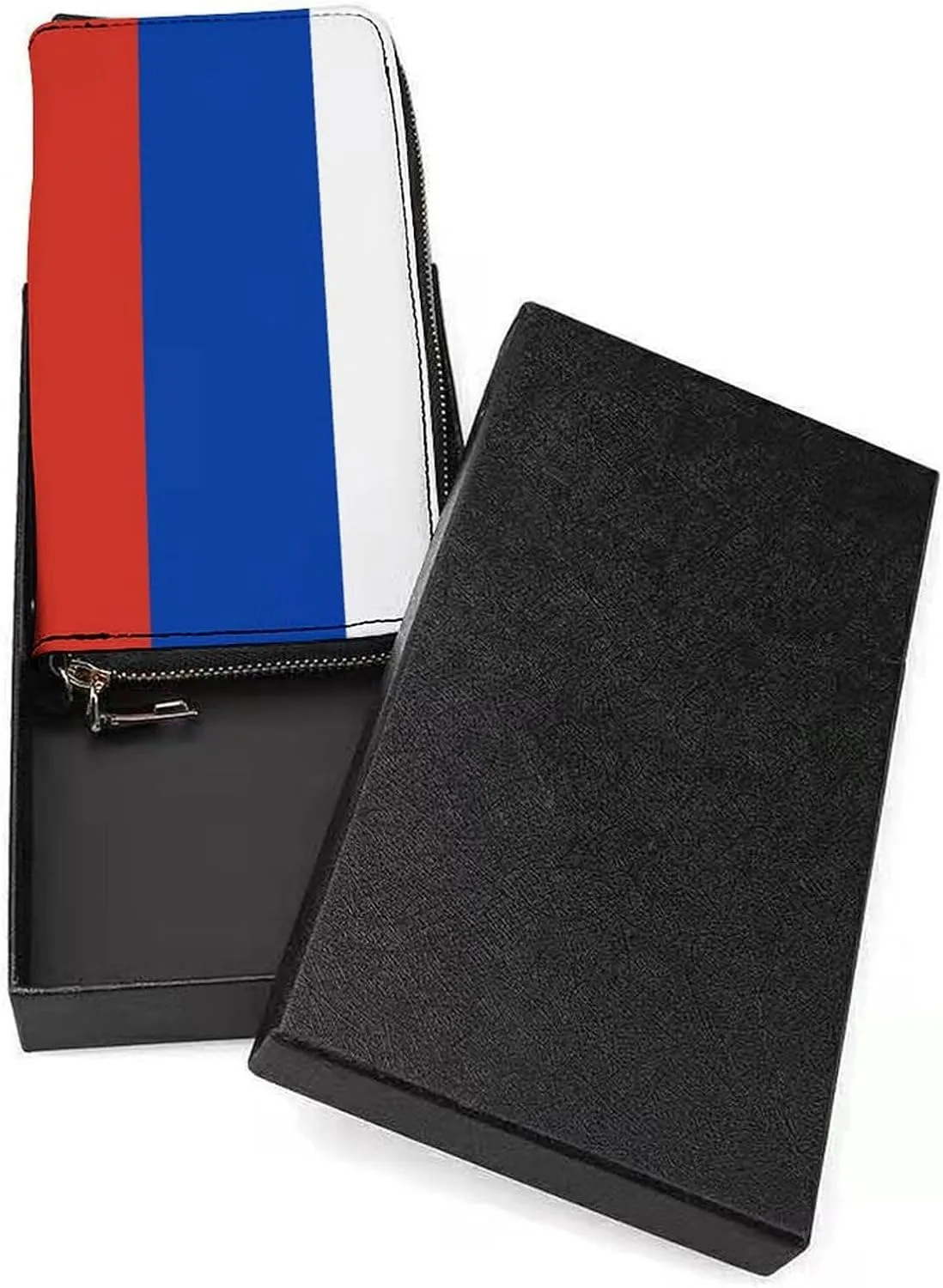 Stylish Women Men Zipper Long Purse Removable Wristlet PU Leather Wallet Travel Clutch, Russia Flag