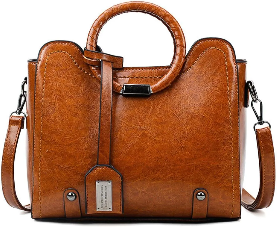 Stylish Women Pu Leather Vertical Utility Top Handle Handbag Satchel Tote Purse Bag