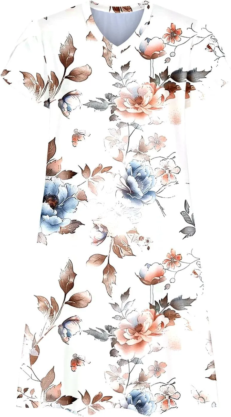 Summer Dresses for Women 2025 Casual Petal Sleeve Tshirt Dress Flowy Beach Swing Sundresses Hawaiian Vacation Outfits