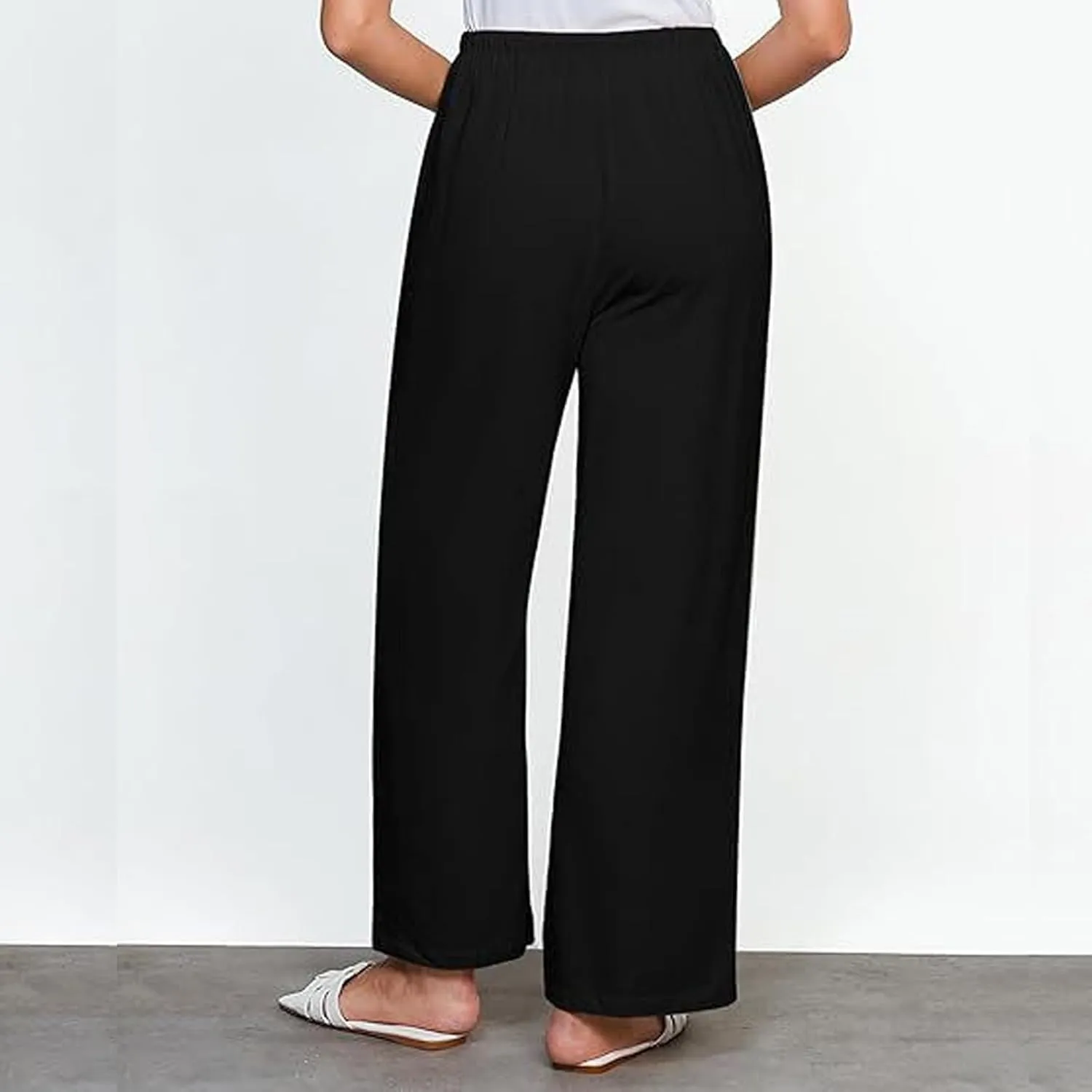 Summer Pants for Women Lightweight Linen Sweatpants Casual Loose High Waist Wide Leg Palazzo Soft Beach Trousers