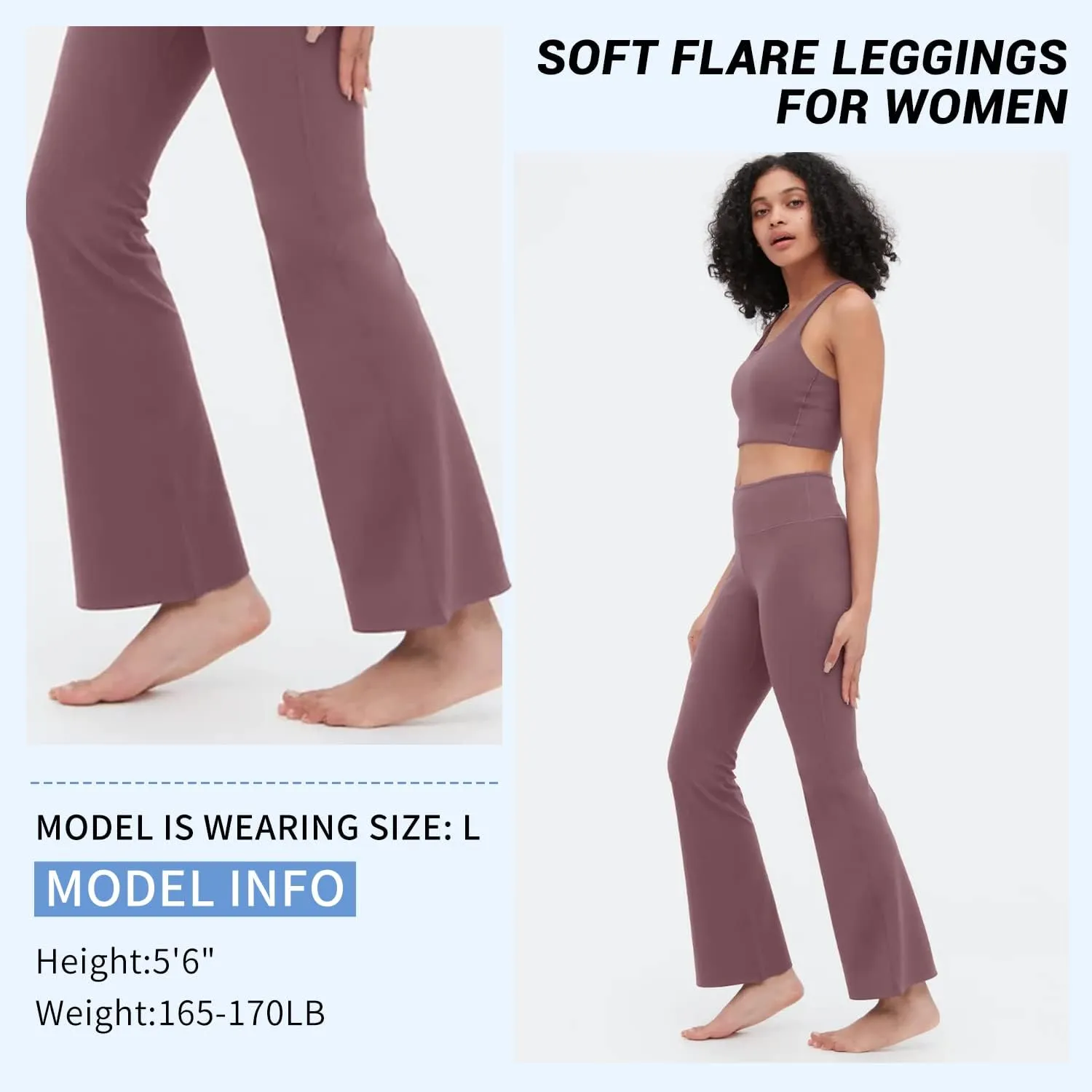 Sundwudu Black Flare Yoga Pants for Women - Soft High Waist Bootcut Leggings Tall & Long Bootleg Pants for Women