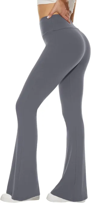 Sundwudu Black Flare Yoga Pants for Women - Soft High Waist Bootcut Leggings Tall & Long Bootleg Pants for Women